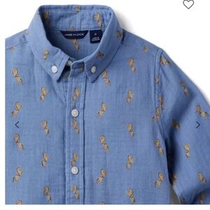 Janie and Jack horse button down shirt 6 to 12 months blue long sleeved EUC